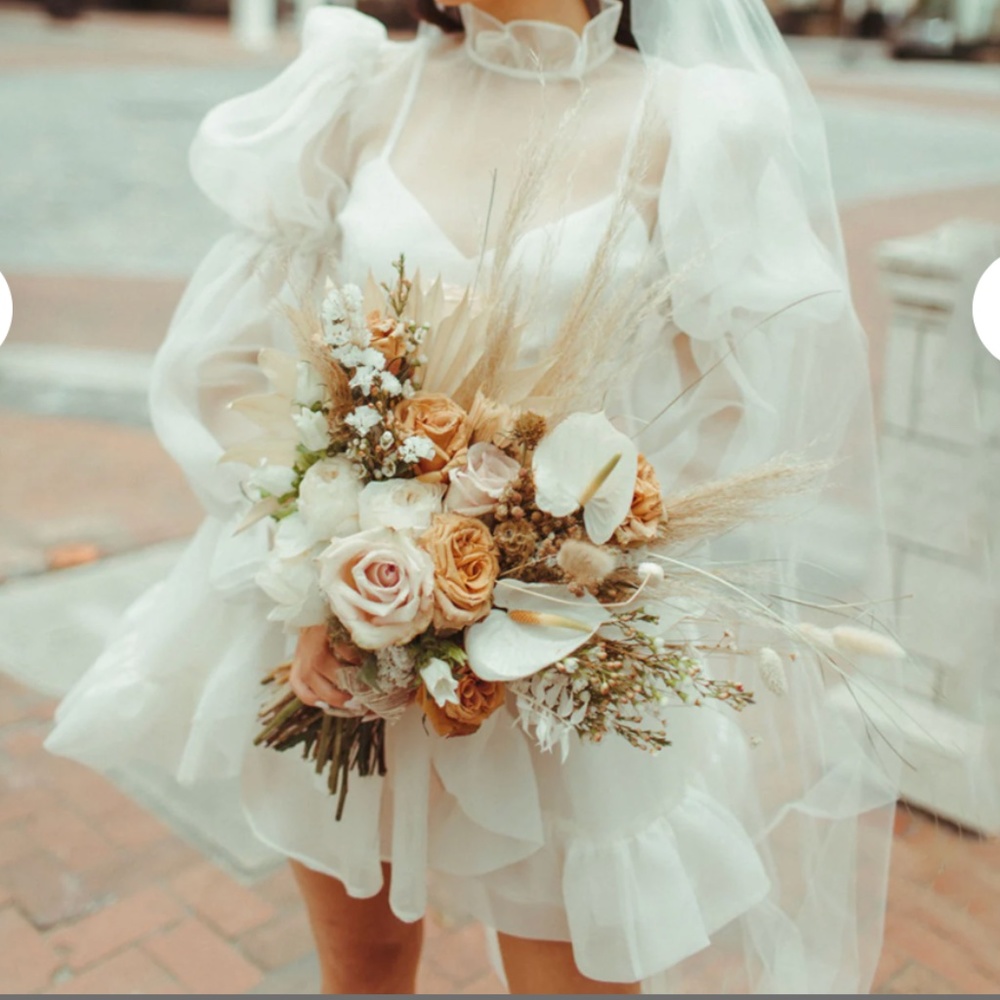 White Mini Puff Long Sleeve Dress